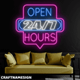 thumbnail image 2 of Craftnamesign Open 247 Hours Neon Sign, Open Sign Wall Art, Store Shop Wall Decor, 2 of 4
