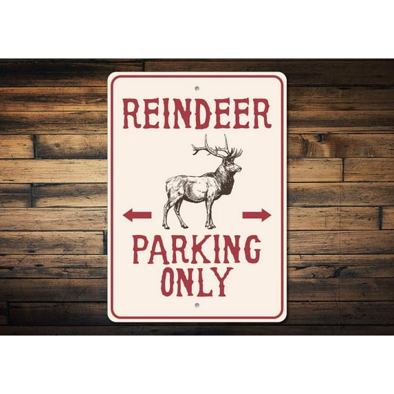 Reindeer Parking Novelty Decor, Metal Wall Sign - 10x14 Inches
