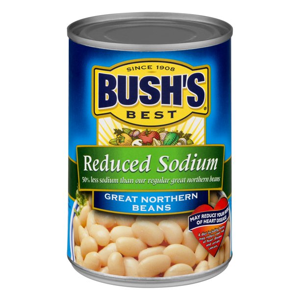 BUSH'S Reduced Sodium Great Northern Beans, 15.8 oz Canned Beans