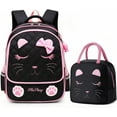 thumbnail image 1 of 2Pcs Bowknot Wave Point Prints Primary School Bookbag Rucksack Kids School Backpack Sets Student Book Bag for Students,A29#Black-2Pcs, 1 of 5