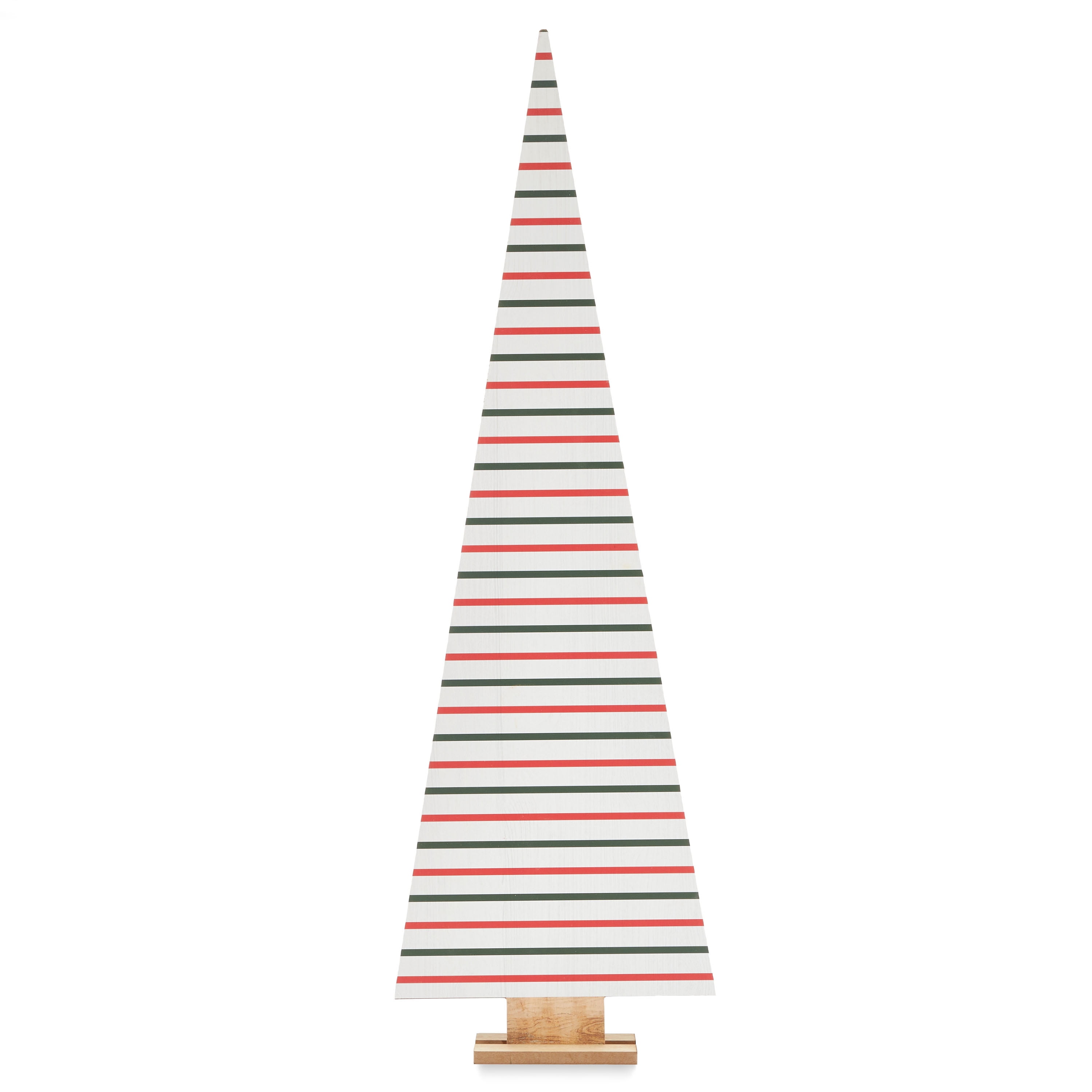 Holiday Time Red & Green Stripe Wood Christmas Tree Decoration, 38"