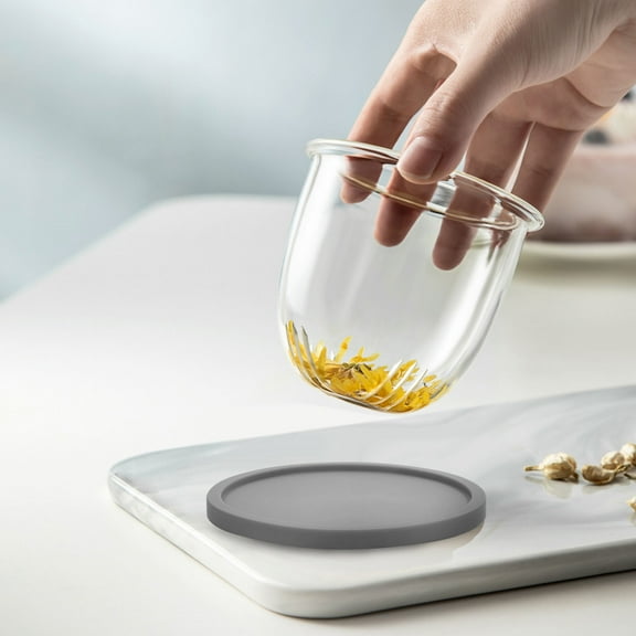 GETAJGHSD 5Pcs Dark Grey Silicone Coasters for Table Heat Resistance Nonslip Cup Mats Diameter 3.9in