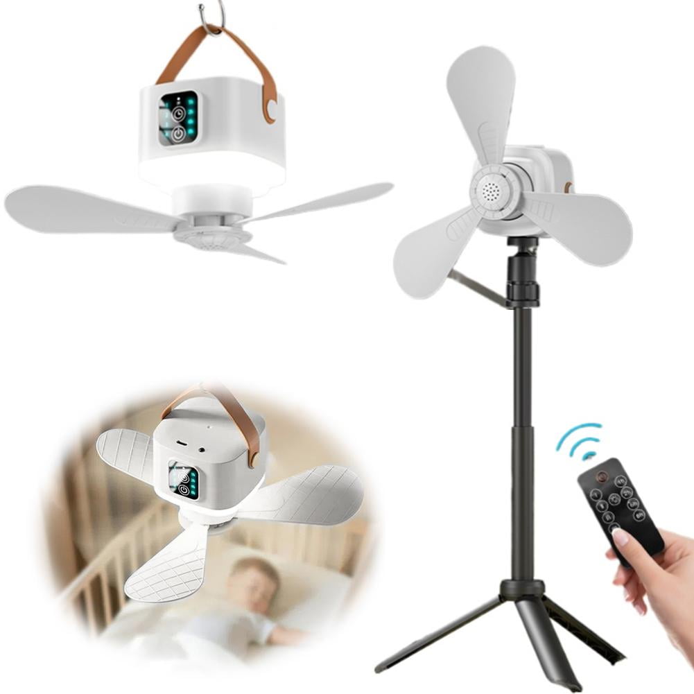 Portable Magnetic Ceiling Fan for Cruise Ship Cabin Approved, USB Powered Small Hanging Fan with Remote Control and LED Light, 4 Speed Quiet Travel Circulator for Camping Tent, RV, Home Office