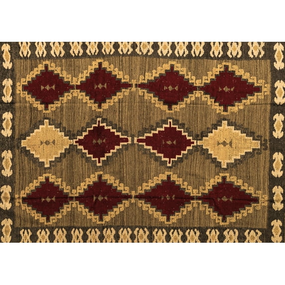 Ahgly Company Indoor Rectangle Abstract Brown Modern Area Rugs, 8' x 12'