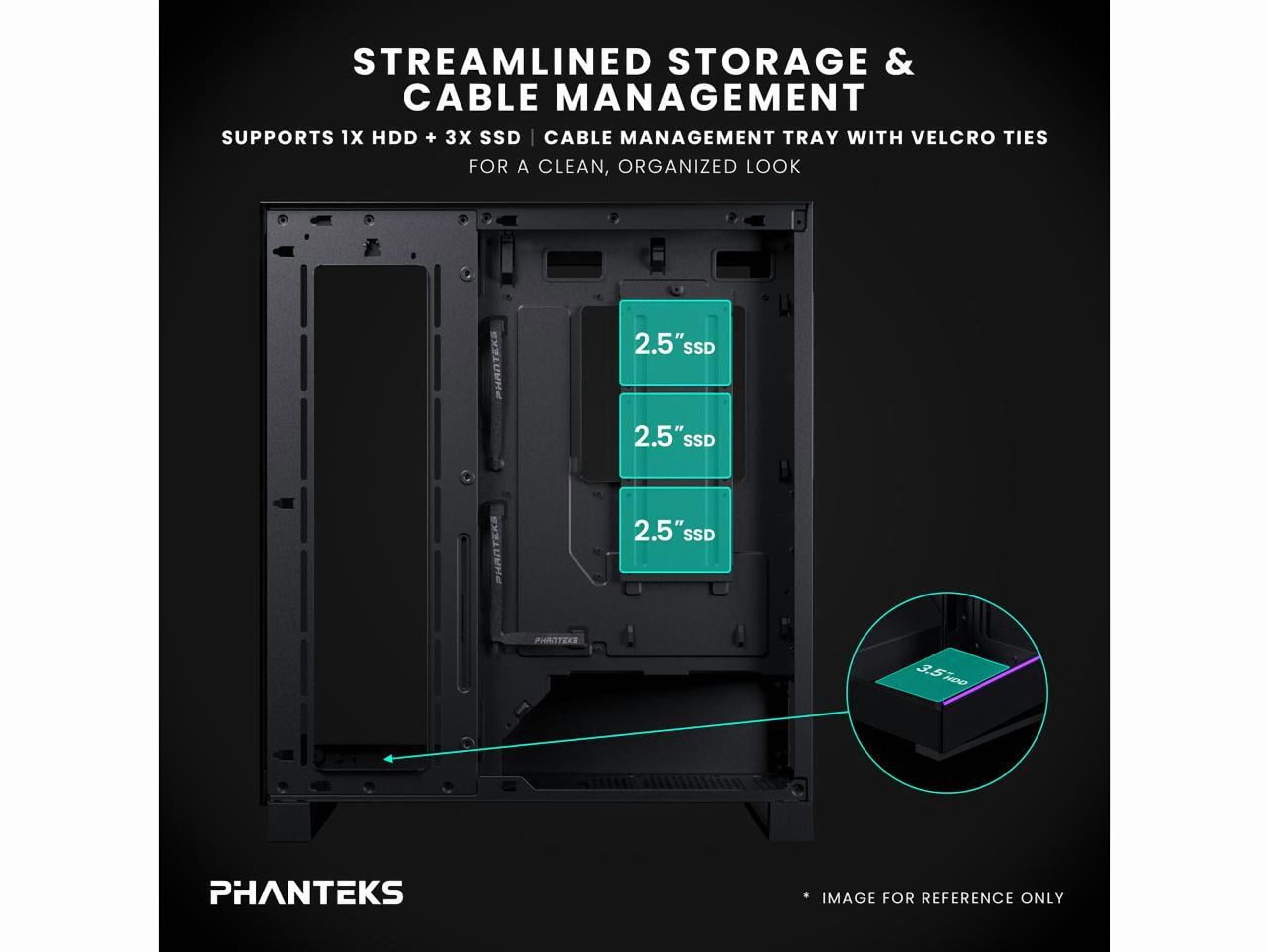 Phanteks NV5S, Showcase Mid-Tower ATX Chassis, High Airflow Performance, Integrated D/A-RGB Lighting, Seamless Tempered Glass Design, 7 Fan Positions, Black