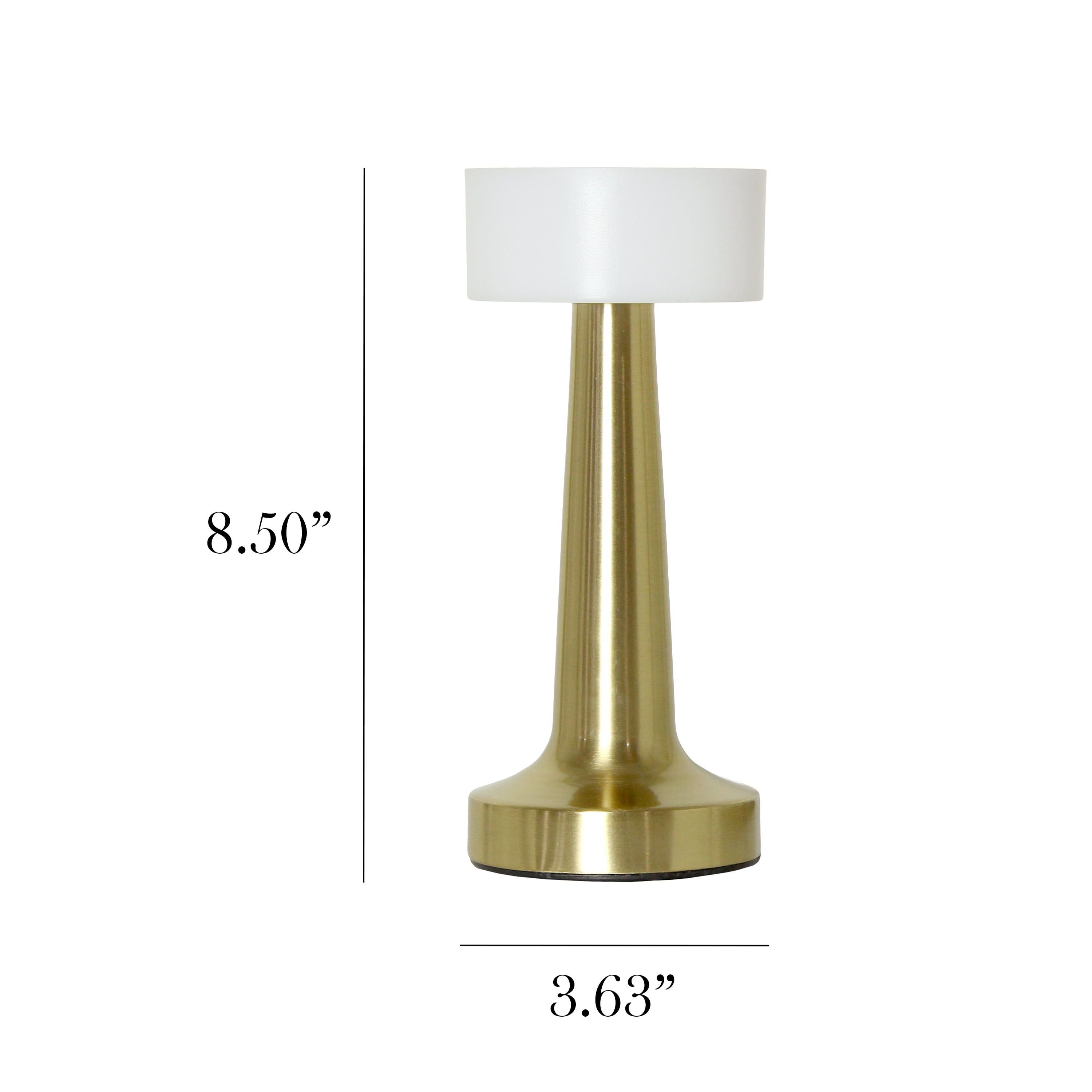 Simple Designs 8.5" Mushroom Magic Dimming & Rechargeable Cordless 4-Way Touch Sensor Saucer Desk Lamp, Gold