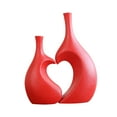 thumbnail image 3 of deevoka Ceramic Flower Vase Heart Shaped Vase Planter Pot Minimalist Bud Vase Decorative Red, 3 of 9