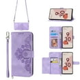 thumbnail image 2 of Mantto Wallet Crossbody Case for Google Pixel 7 Pro, Magnetic Flip Embossed Shoulder Strap & Short Hand Strap Wallet Card Slot PU Leather Case with Kickstand For Google Pixel 7 Pro, Purple, 2 of 16