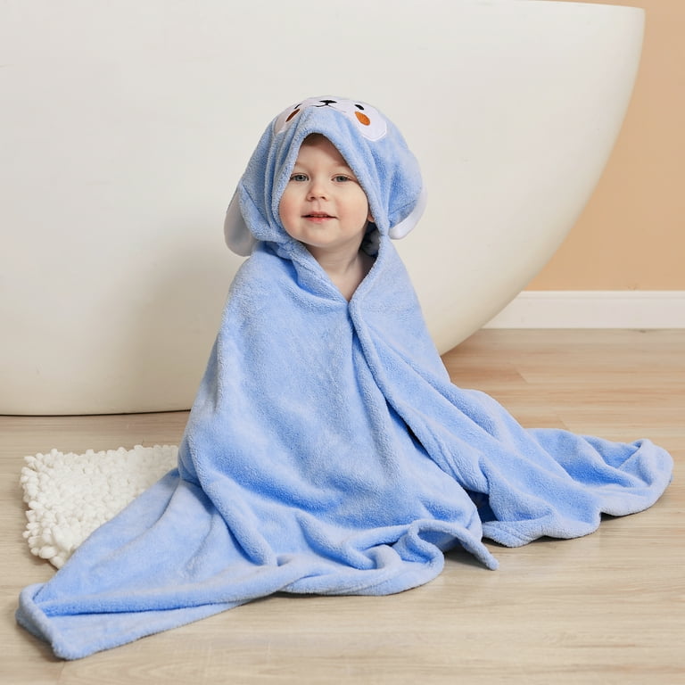 BIG ELEPHANT Unisex Baby Hooded Bath Towel, Soft Absorbent Coral