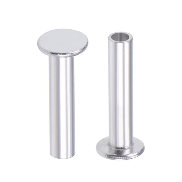 Uxcell M2.5 x 0.47'' Remaches semitubulares de cabeza plana de aluminio tono plateado 100 Pcs