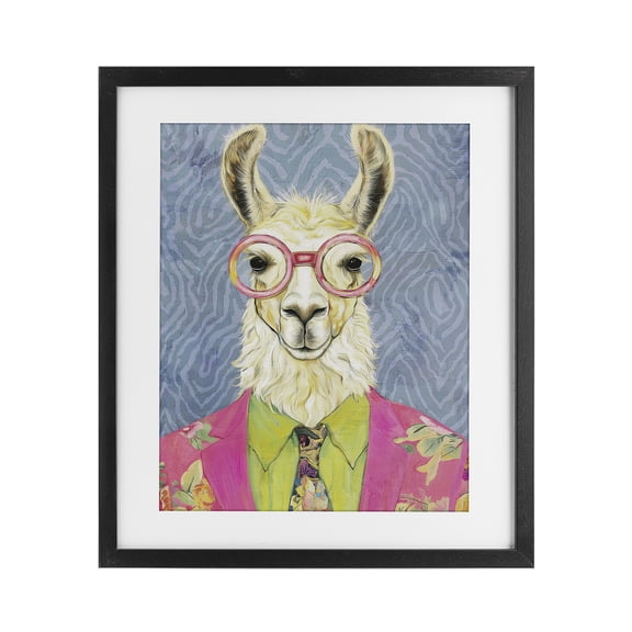 Stupell Industries Bright Gaze Llama Black Framed Print Under Glass, design by Svetlana Aleynikova