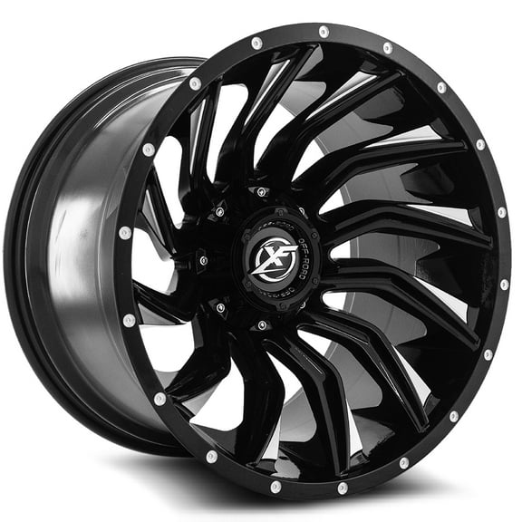 22x12 XF Off-Road XF-224 Gloss Black & Milled Wheel 6x135/6x5.5 (-44mm)