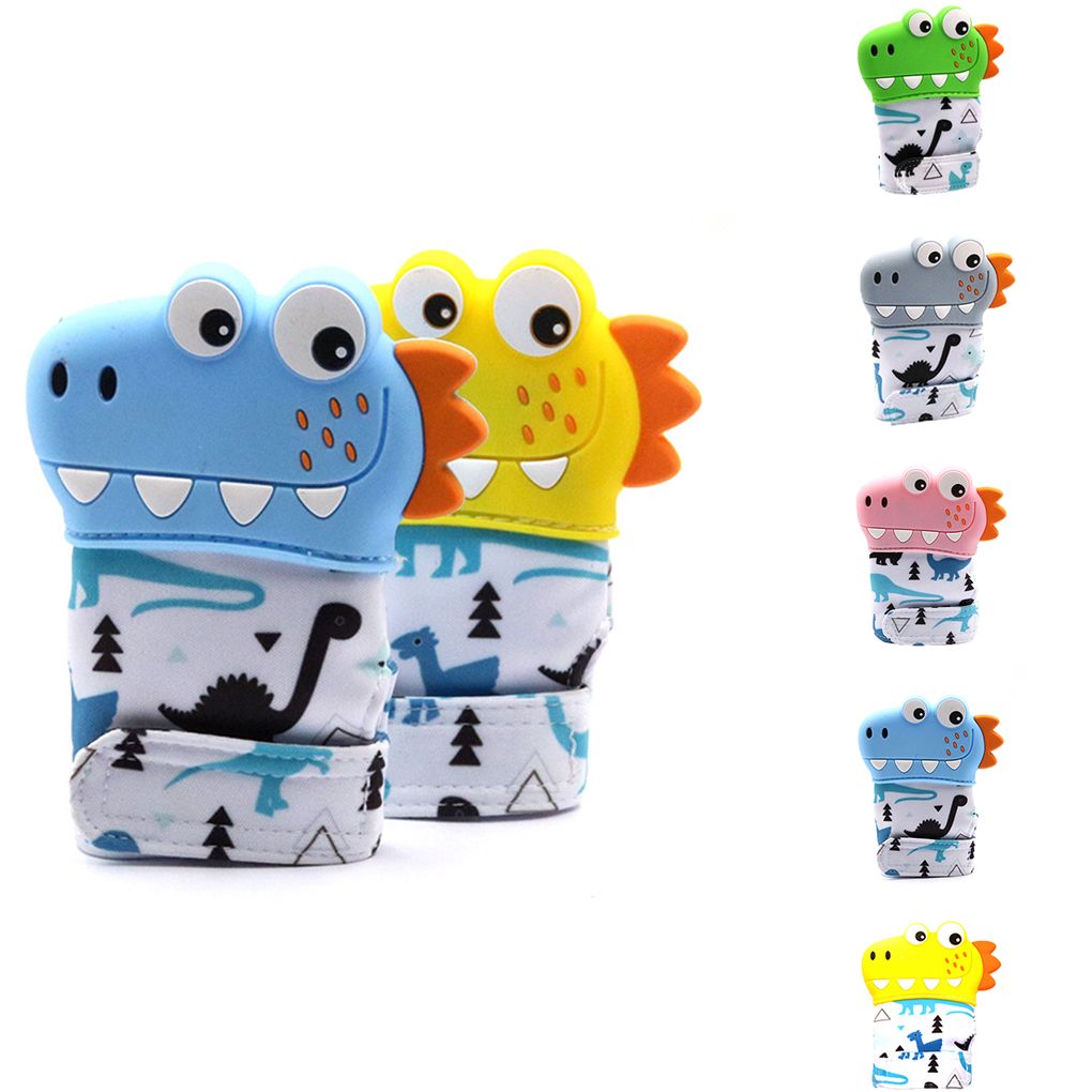 dinosaur baby mittens