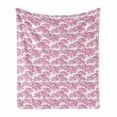 thumbnail image 1 of Flower Soft Flannel Fleece Throw Blanket, Poly Art Inspired Style Lotus Blossom Branches Fractal Geometric Water Lilly, Cozy Plush for Indoor and Outdoor Use, 50" x 70", Lime Green Pink, by Ambesonne, 1 of 5