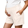 thumbnail image 2 of Bixock Maternity Shorts High Waisted Over The Belly Workout Cargo Pants with Pockets Cotton Linen Blend Wide Leg Pregnancy Pants with Pockets Maternity Clothes, 2 of 6