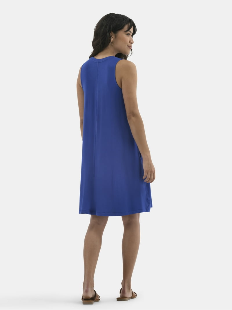 sleeveless knit swing dress Time & Tru Womens S (4-6) Pink Sleeveless Knit Relax Fit Swing Dress w/  Pockets