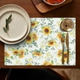 thumbnail image 5 of Rustic Sunflower Placemats Set of 4, Machine Washable Durable Linen Table Mats with Heat Resistant Boho Floral Design Featuring Butterflies, Bees, and Yellow Blooms, 5 of 6