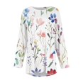 thumbnail image 4 of Xyxonk Plus Size T Shirts for Women Dressy Casual Sexy Shirts Crew Neck Long Sleeve Floral Print Blouses Fall Casual Trendy Tunics Pink 3XL, 4 of 5