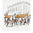 thumbnail image 2 of Ambesonne Cafe Shower Curtain, Relaxing People at Restaurant, 69"Wx70"L, Persian Orange Pale Grey, 2 of 4