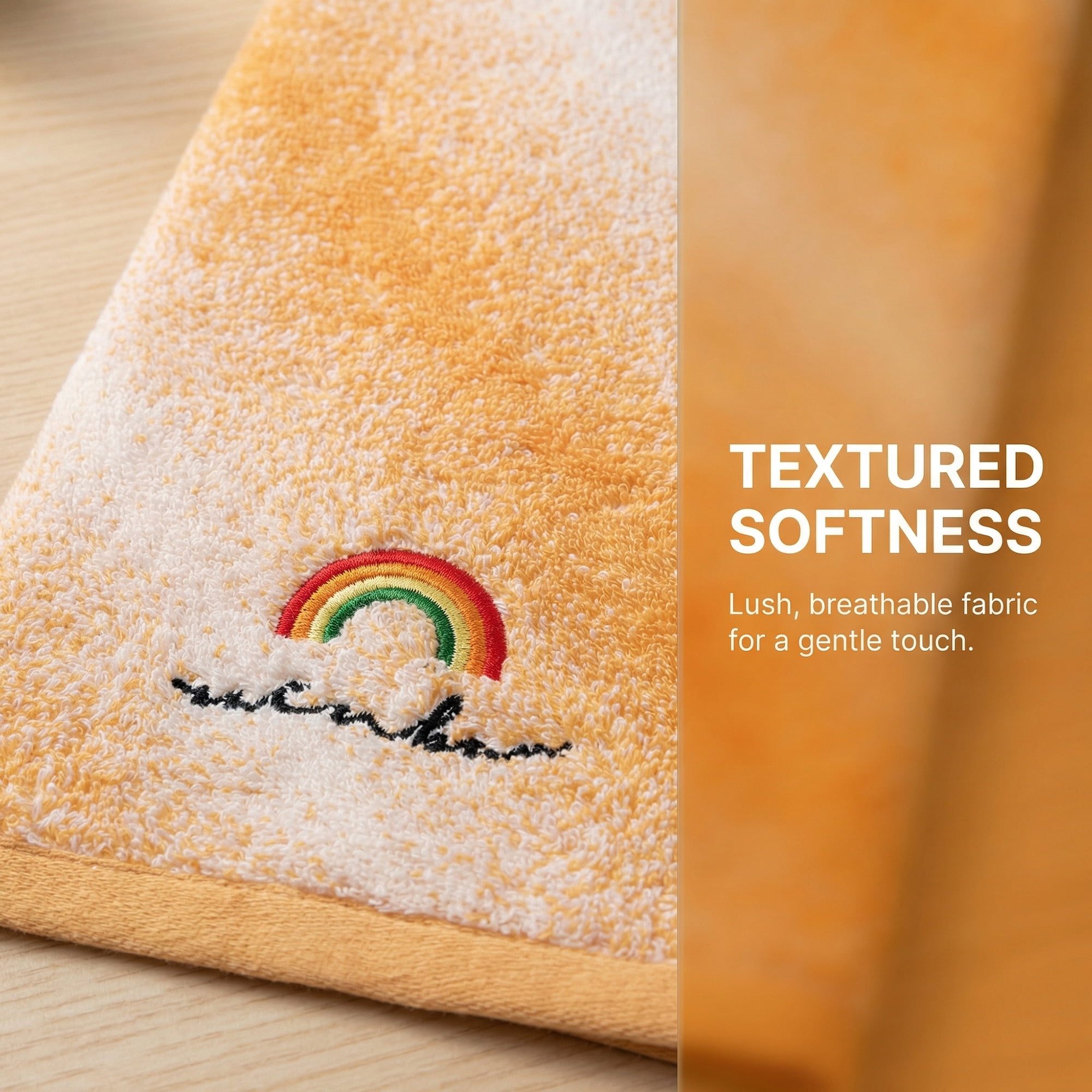 Unique Bargains 2 Pcs Rainbow Cotton Soft Absorbent Hand Towels Orange 28" x 13"