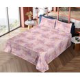 thumbnail image 4 of Ambesonne Abstract Floral Design Fitted & Flat Sheet with Shams 4 Pcs Set, Flowers Boho, King, Rose Lavender Pastel Pink, 4 of 5