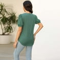 thumbnail image 5 of Lovskoo 2024 Womens T Shirts Pleated Dressy Casual Short Sleeve Scoop Neck Summer Tunic Tops T-Shirts for Work Green M, 5 of 6