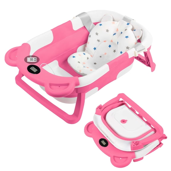 Bebbly Bañera para Bebé: Moderna Tina de Baño Plegable para Bebé, con Sensor de Temperatura y Cojín Antideslizante, Segura para Bebé Recién Nacido a 12 meses.