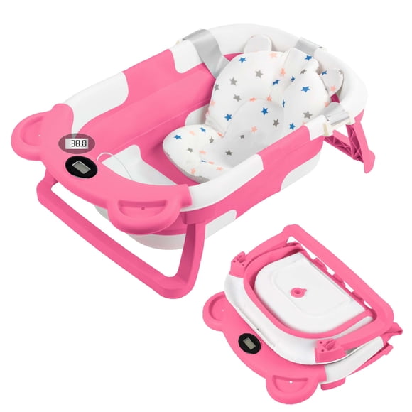 Bebbly Bañera para Bebé: Moderna Tina de Baño Plegable para Bebé, con Sensor de Temperatura y Cojín Antideslizante, Segura para Bebé Recién Nacido a 12 meses.