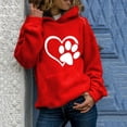 thumbnail image 4 of Gibobby Sudadera de Manga Larga Suéter Suelto Estampado de Cuello casual Manga larga Sudadera con capucha redonda Blusa de mujer （Rojo， L), 4 of 4