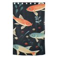 thumbnail image 2 of Fish Leaves Flowers Blue Blackout Curtain Panels Drapes Privacy Assured with Light Filtering Curtains for Living room Bedroom Bathroom Window, 2 of 6