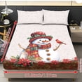 thumbnail image 4 of HELLHERO Christmas Snowman 3Pc Fitted Sheets with Easy Care Soft, Fitted Sheet & 2 Pillowcases, No Flat Sheet Included Fitted Bedding for Dorm Bedroom, 4 of 6