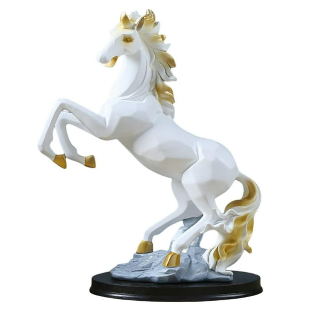 Estatua de caballo, escultura, adorno, figura coleccionable de animales Feng Shui, artesanía. blanco