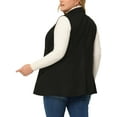 thumbnail image 4 of Agnes Orinda Women's Plus Size Vest Jacket Notch Lapel Casual Utility Sleeveless Faux Suede Jacket 1X Black, 4 of 7