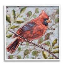 Stupell Cardinal Tree Branch Nature Animals & Insects Painting White Framed Art Print Wall Art
