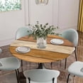 thumbnail image 2 of Farmhouse Yellow Brown Fitted Tablecloth with Elastic Edged, Round Table Cloth for Dining Table, Vintage Wooden Striped Waterproof Oil Proof Table Cover for Indoor Outdoor 45"-54", 2 of 8