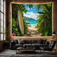 thumbnail image 6 of Ocean Waves Tropical with Beach Foliage Framed Left, Mystical Fantasy for Space Lovers, Galaxy Room Decor, Mother'S Day Gift, Tapestry Wall Hanging for Bedroom and Dorm, 6 of 7