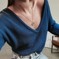 thumbnail image 3 of Women Knitted Sweater Autumn Winter Solid Color Knitted Sweater Deep V Neck Women, 3 of 3
