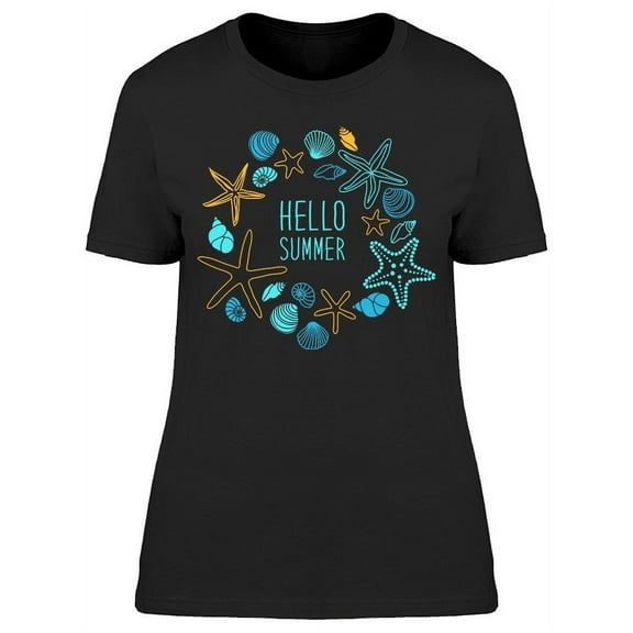 Hello Summer Starfish Icon T-Shirt Women -Image by Shutterstock, Female XX-Large