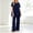 Navy, variant on WIZUTIZ Women's Fashion Solid Color Round Neck Short Sleeve Elastic Waist Wide Leg Pants Loose Pajama Set Cozy Loungewear Soft 2 Piece Sleepwear