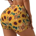 thumbnail image 1 of Balery Bohemian Sunflower Pantalones cortos de entrenamiento estampados para mujer, sin costuras, ajustados, para gimnasio, yoga, correr, deportes, ejercicio activo, fitness.-XX-Large, 1 of 8