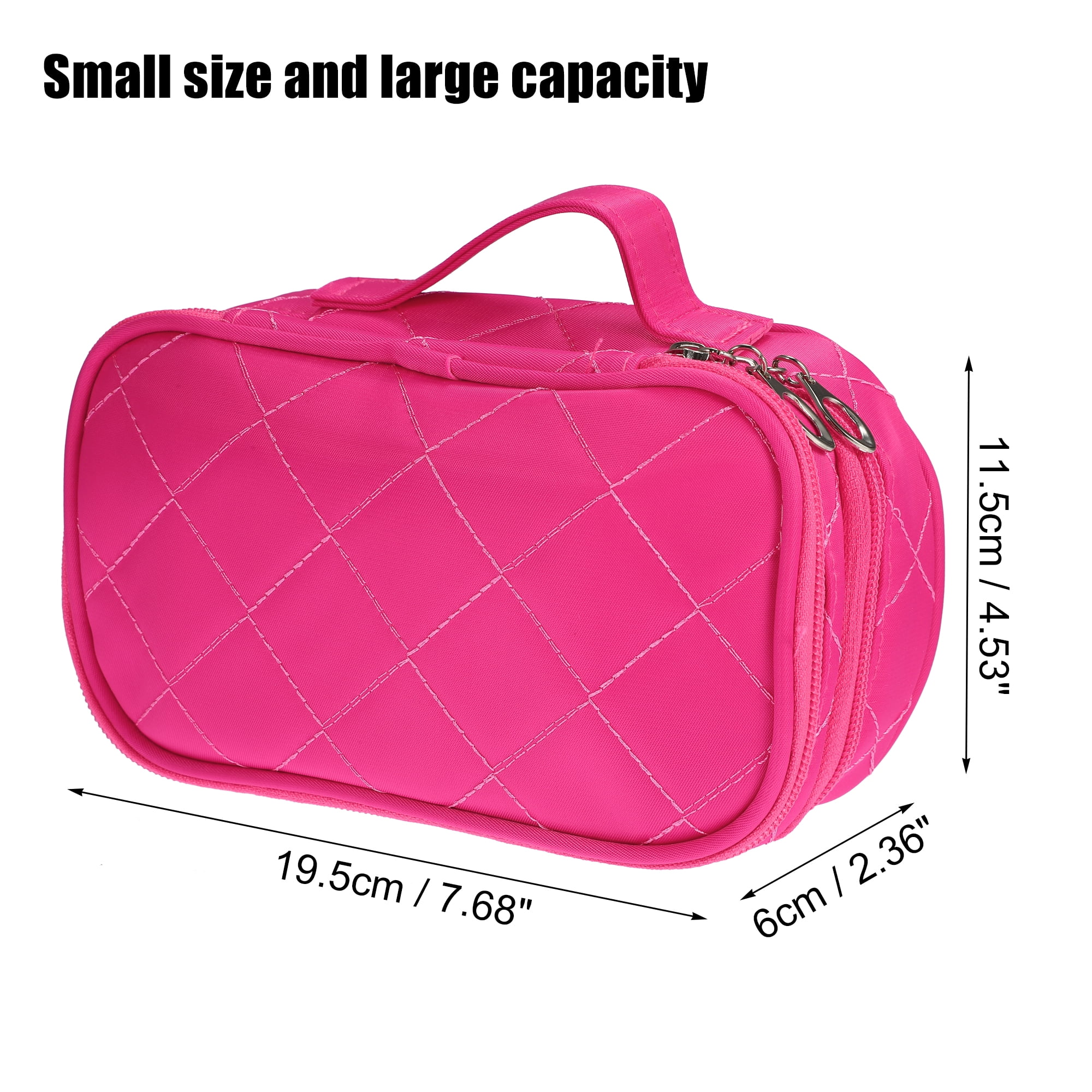Unique Bargains Travel Double Layer Makeup Storage Bag for Cosmetic tools Rose Red
