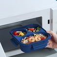 thumbnail image 4 of Sokhug Blue Plastic Divided Bento Box - Microwave-Safe Lunch Container with Lid for Work, Picnic, 6.7x3.4 Inch, 4 of 6
