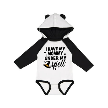 

Inktastic I Have My Mommy Under My Spell with Cute Witch Hat Gift Baby Boy or Baby Girl Long Sleeve Bodysuit