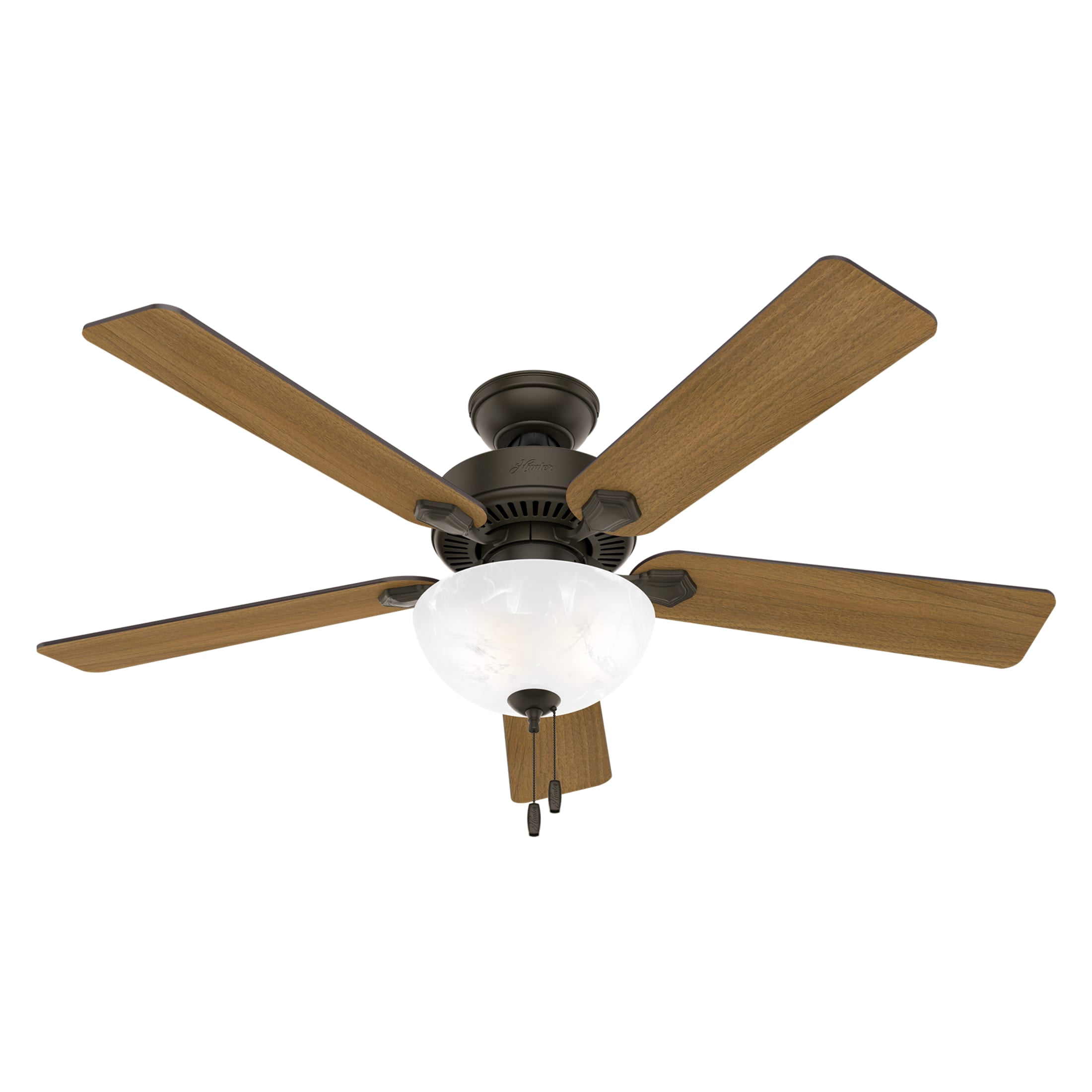 Hunter - Swanson Indoor Ceiling Fan With Light, 52-inch, New Bronze, Traditional-style, 3-speed WhisperWind Motor, 50901, for living rooms, bedrooms, home offices, kitchens