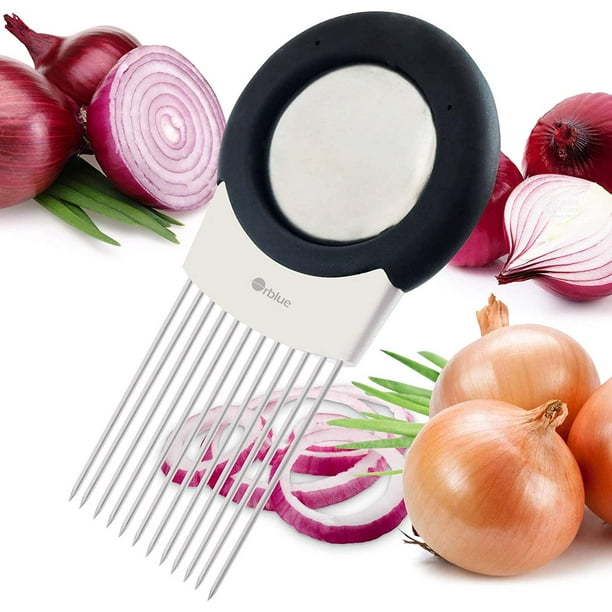 Orblue AllInOne Onion Holder, for Slicing and Chopping with Stainless
