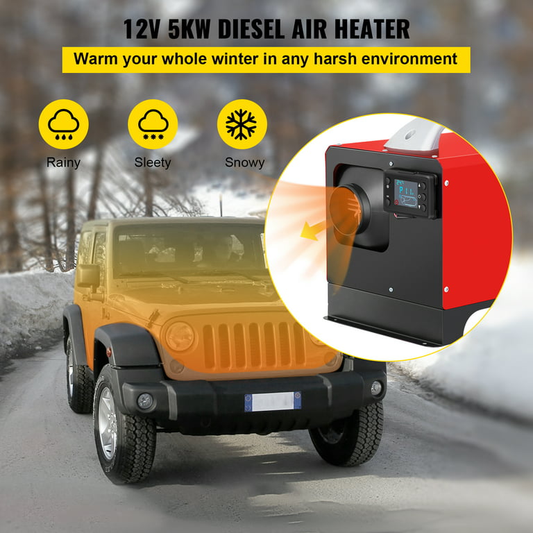 VEVOR 5KW Car Diesel Air Heater 4-Air-Outlet All in One 12V