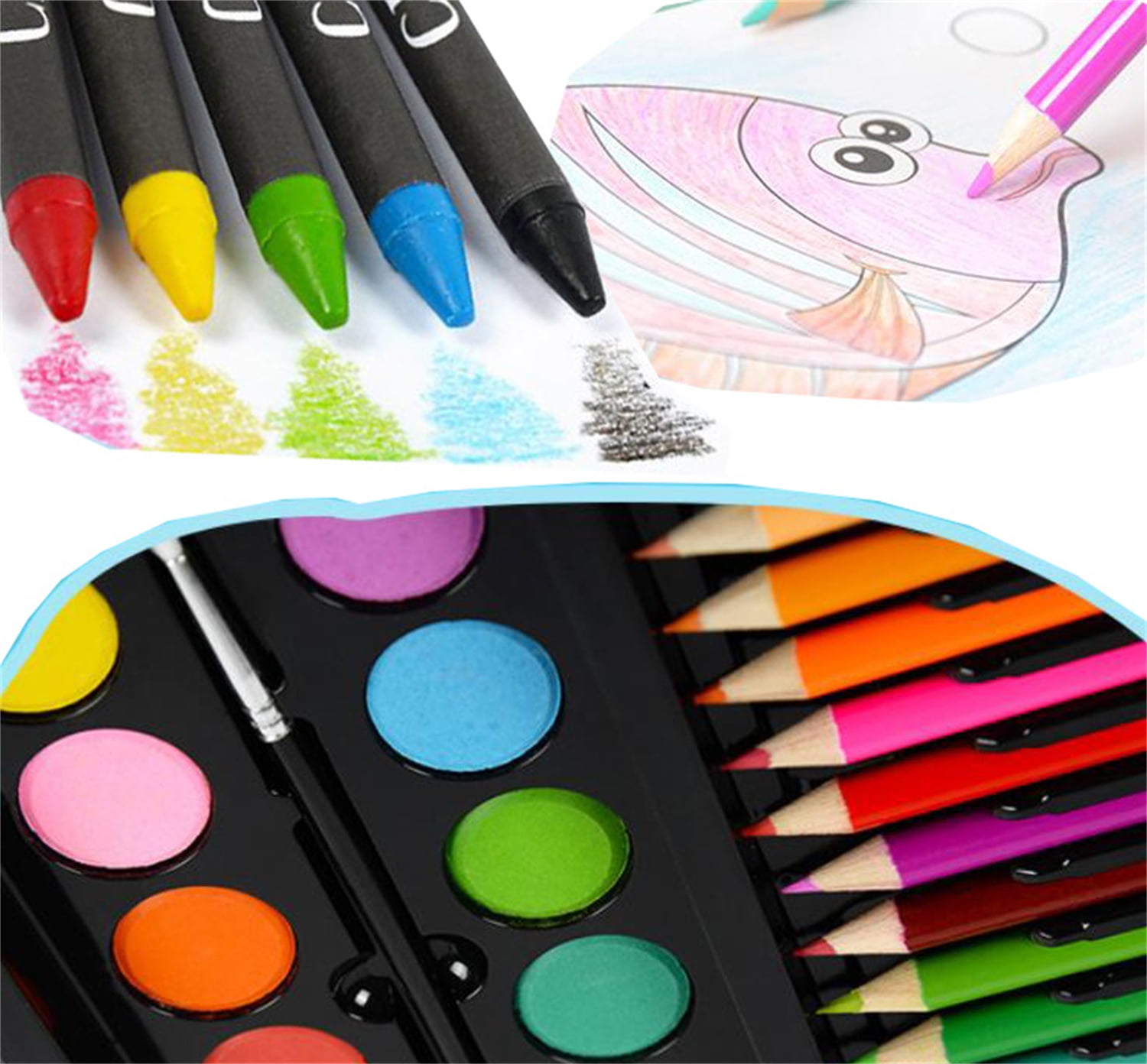 2 Set 150 Piece Kids Art Set,Bexikou Painting Kits for Kids Ages 4-12,Art Supplies for Girls & Boys,Drawing Set with Watercolor, Oil Pastels, Markers,Crayon,Colour Pencils