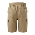 thumbnail image 4 of Men's Cargo Shorts Elastic Waist Drawstring Shorts Pants Outdoor Casual Workout Lightweight Big and Tall Camo Cargo Shorts with Multi-Pocket Quick Dry Beach Shorts,Beige M, 4 of 5
