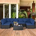 Gymax 7PCS Rattan Patio Conversation Set Sectional Furniture Set w