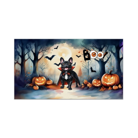 Happy Halloween Vampire French Bulldog BOO with Pumpkins Fun and Spooky Doormat Dog Lover Gifts Indoor Outdoor Welcome Mat - 00018
